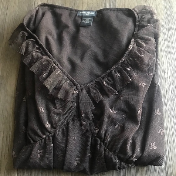 Banana Republic Tops - Banana Republic Brown Ruffle Sheer Top